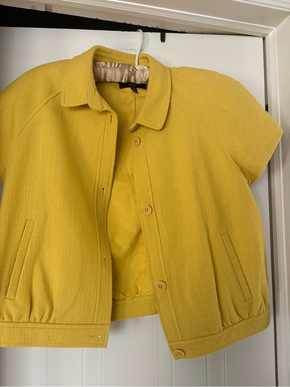 Talbots Yellow Textured Short-Sleeve Jacket